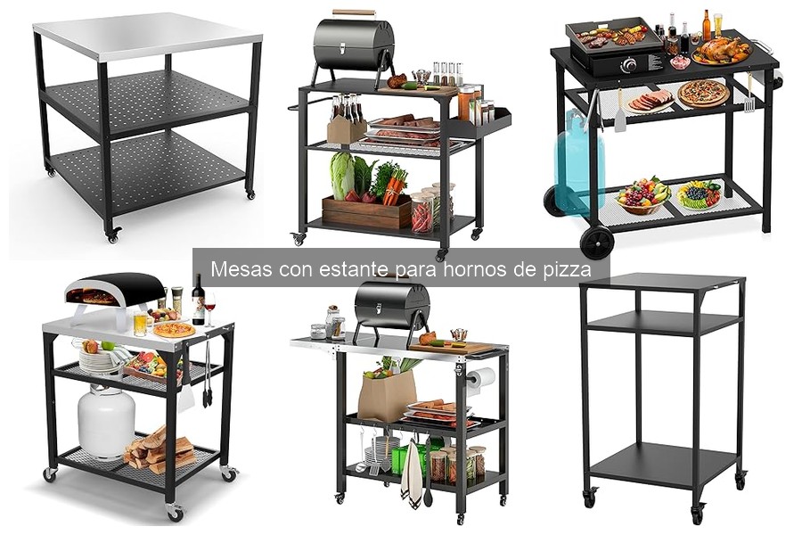 ¿Qué es una mesa con estante para hornos de pizza?